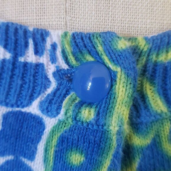 ANN TAYLOR Crew Neck Cardigan Sweater Short Sleeve Blue Green Yellow Pai… - Picture 7 of 12